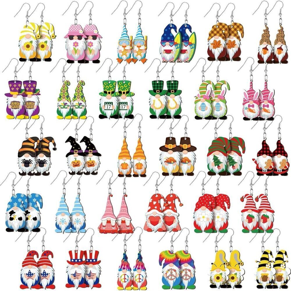 30 Pairs Women's Acrylic Dangle Earrings Holiday Gift Jewelry Pack